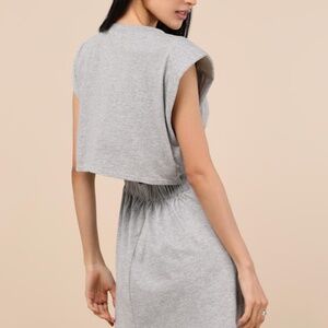 Lulus Feelin' Confident Heather Grey Cutout Mini Shirt Dress - Size M